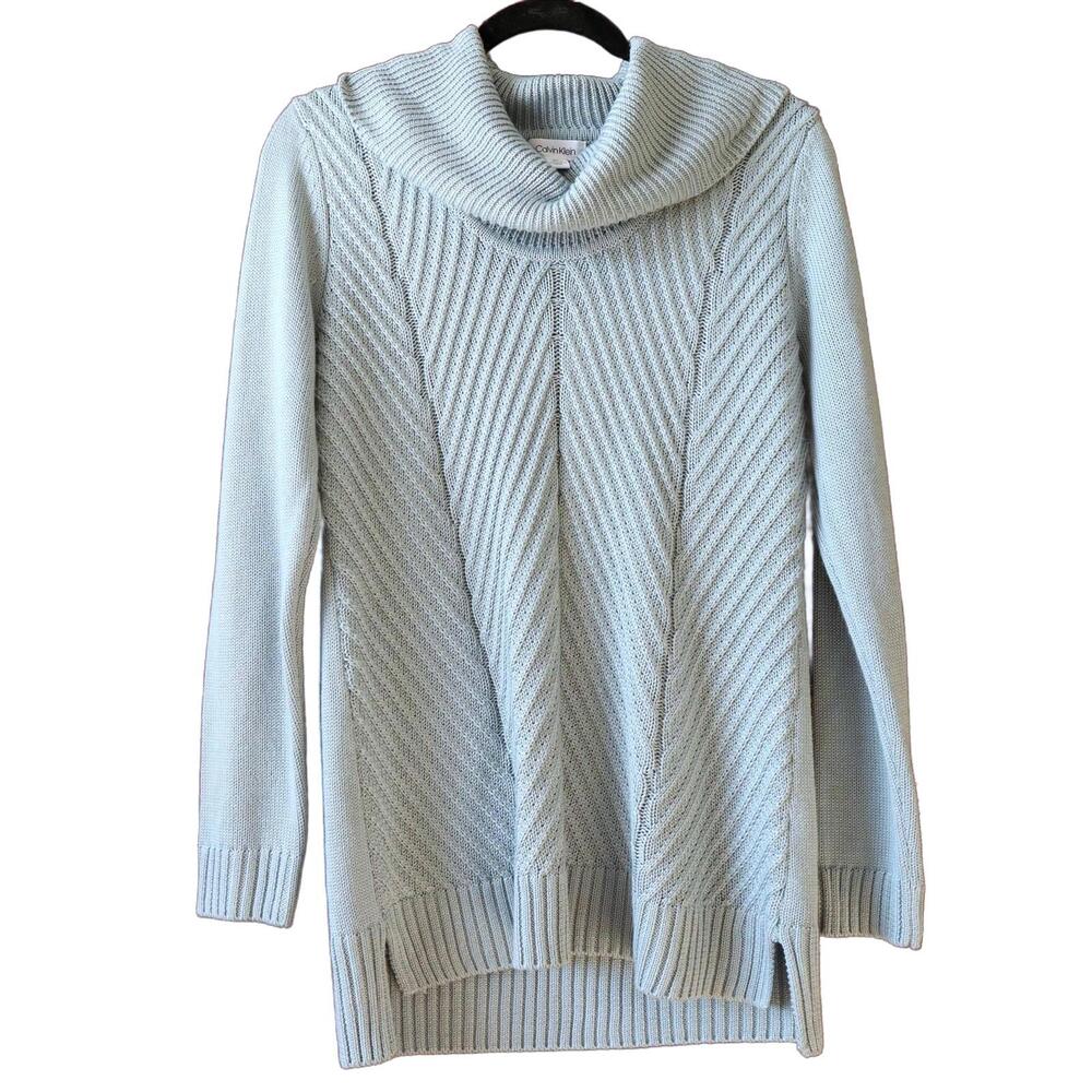 Vtg W's Calvin Klein Medium‎ Turtleneck Sweater Light Blue